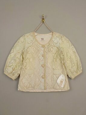 Vintage Trudy Jr. of California Ivory Crochet Top  Sz. Small  Deadstock